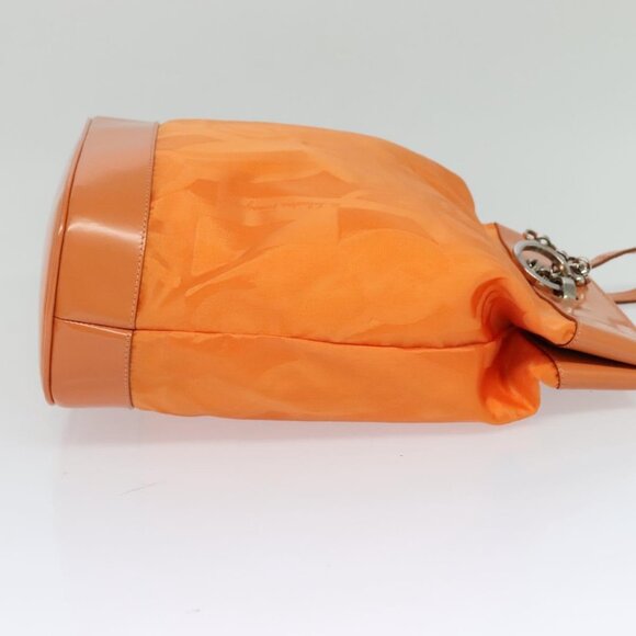 Salvatore Ferragamo Shoulder Bag Nylon Leather Orange Auth 101087 - Picture 4 of 15